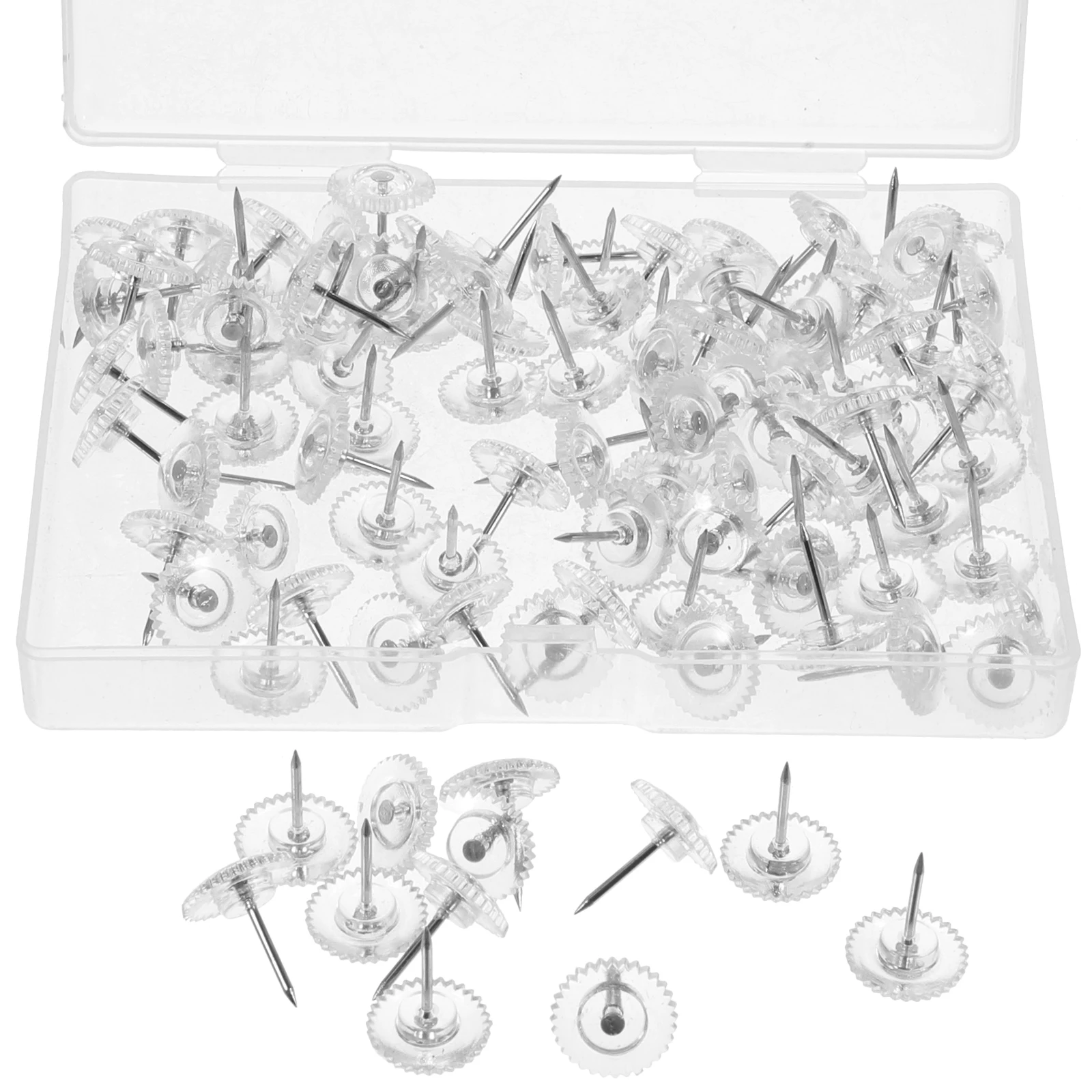 

100pcs Plastic Thumbtacks Clear Tacks Wall Decor Bulletin Board Push Pins Office Supplies Drawing Pins Map Markers Cork Board
