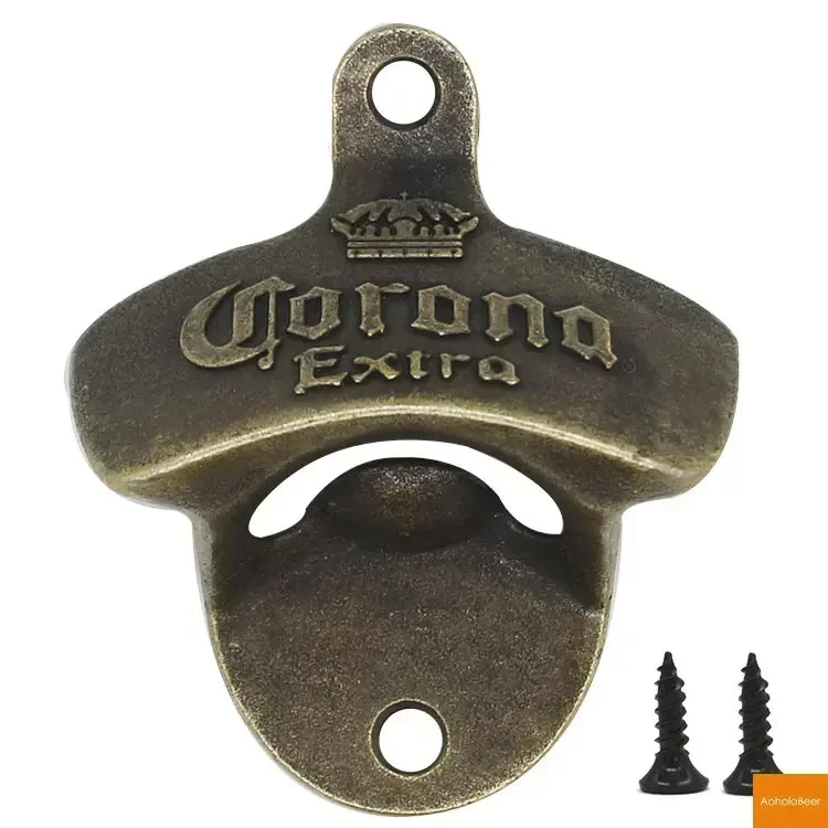 Zinc Alloy Bottle Opener Wall Mounted Vintage Retro Beer Opener Tool Accessories Bronze Color with Screws Bar Decoration Gadgets