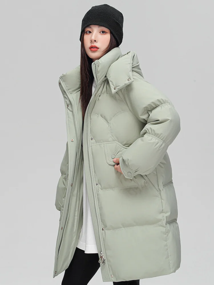 2024 New Winter Puffer Coats Jackets for Women Solid Color Simple Casual Outerwears Thicken Warm Snow Wear Women\'s Down Jackets