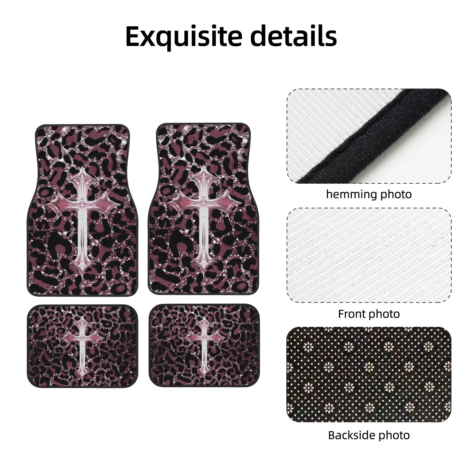 4pcs Leopard Print Car Floor Mats, Full Coverage Easy-Clean Interior Additions, Universal Fit For All Seasons. Made With Premium