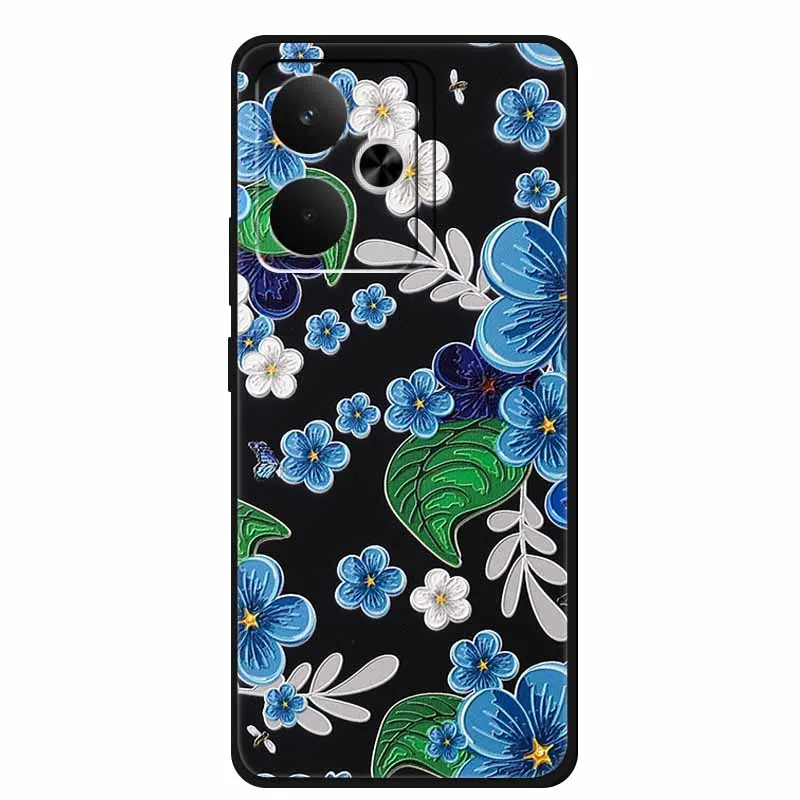 3D Flowers Emboss Fundas For Realme GT7 case GT 7 Soft Silicone Phone Cases For Realme GT 7T Case Mobile phone Shockproof Shell view 2