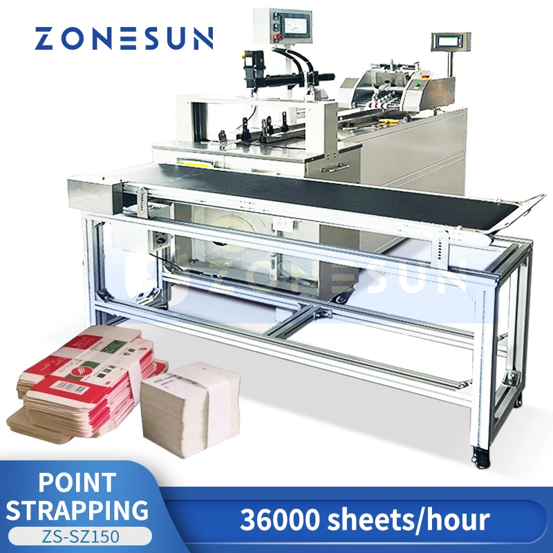 ZONESUN ZS-SZ150 Máquina para contar y flejes de etiquetas, bandas de papel y flejes de cinta OPP para tarjetas