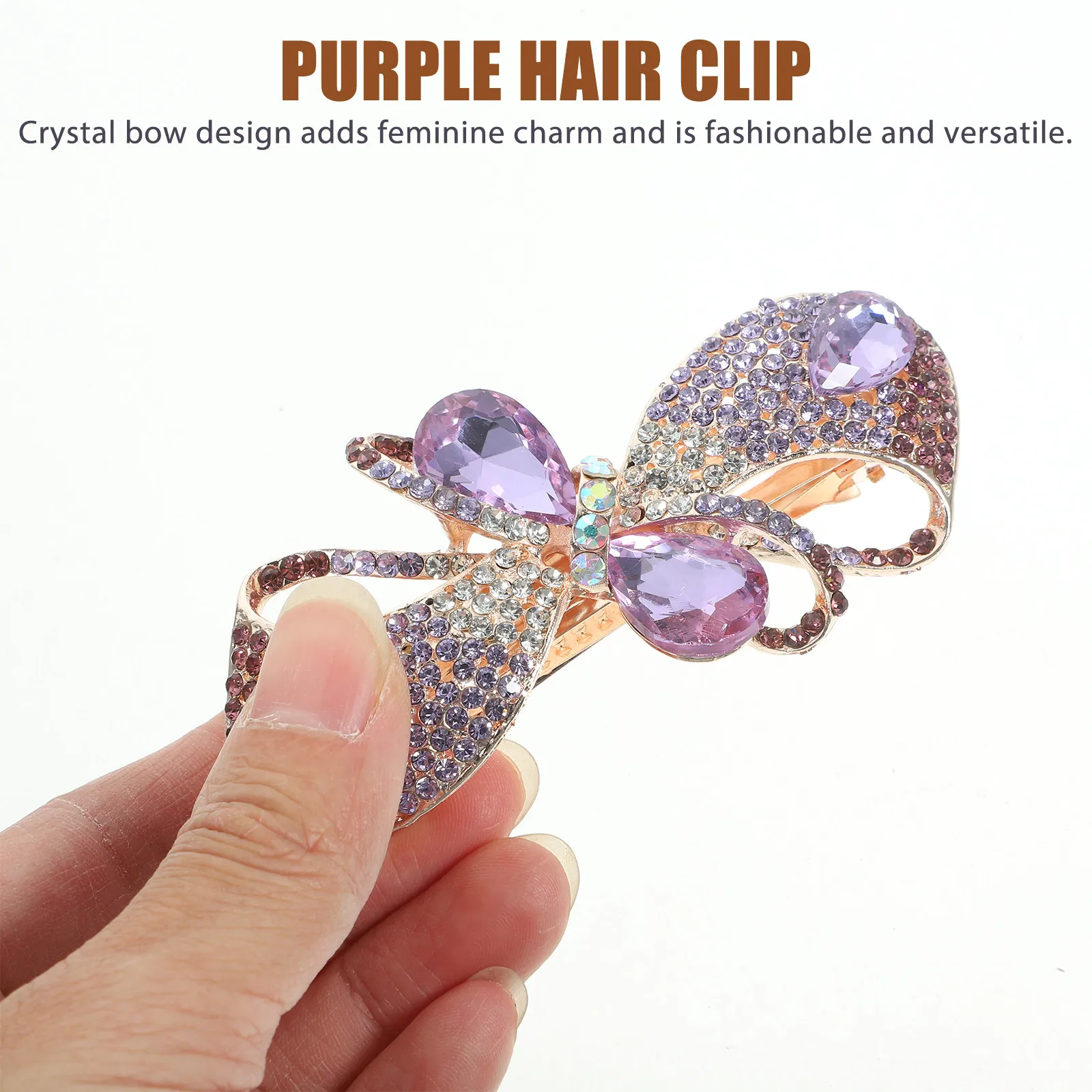 

Water Drill Hair Clip Bow Rhinestone Hairpin for Women Teen Ponytail Holder Elegant Hair Accessories for