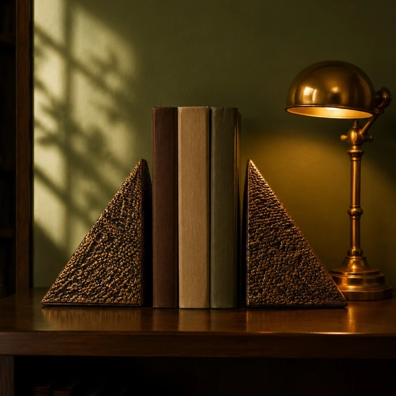 Egyptian relief pyramid ornaments, light luxury retro textured book holders,home office foyer desktop art decoration ornaments