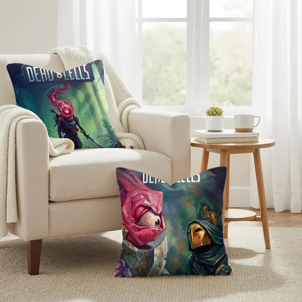 D-Dead Cells Game Cushion Cover Summer Coolness Linen Organic Fabric Sofa Pillow Case Double-Sided Printing Home Decor