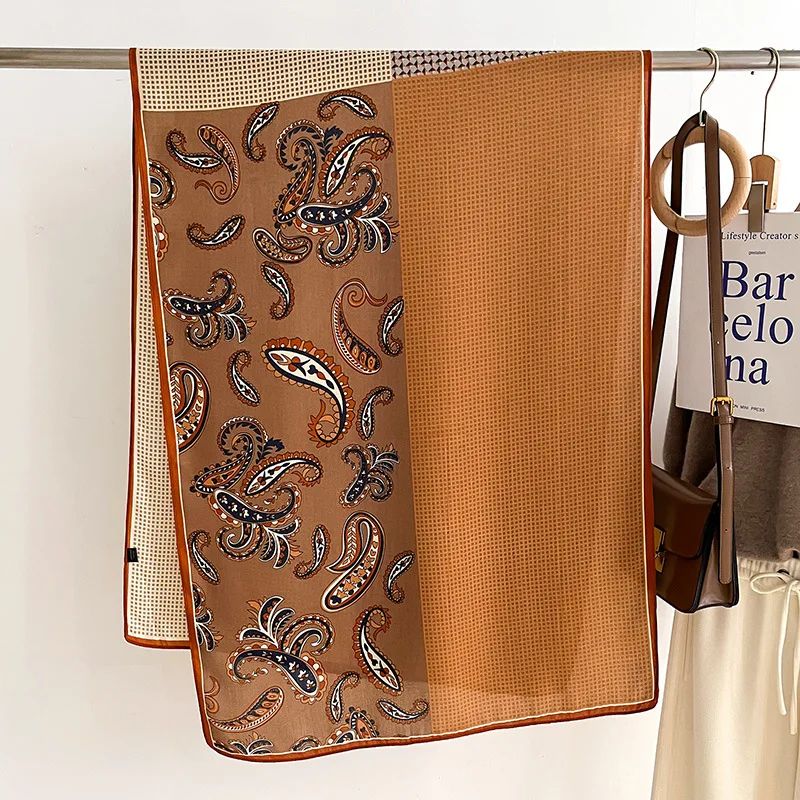 

Новый ретро модный шелковый шарф с принтом пейсли, женские осенне-зимние теплые шали, роскошные накидки, женские ветрозащитные шарфы, платок Bufandas