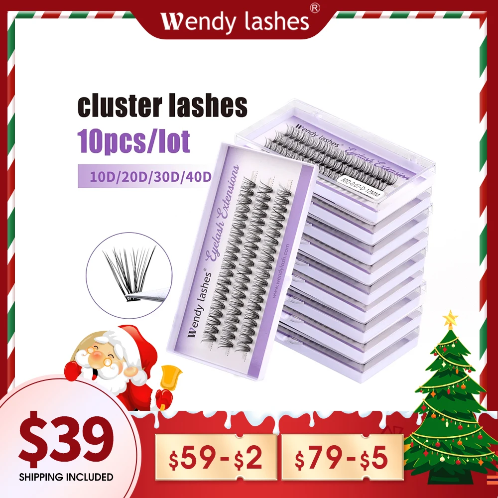 Wendy Lashes 10/20pcs/Lot Cluster lashes 3 Rows 10D/20D/30D/40D Bundles Natural Style Individual Eyelashes Handmade Supplier