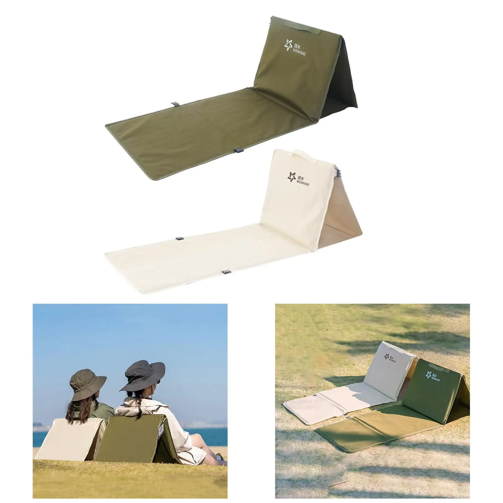 Folding Beach Chair with Back Support Folding Seat for Park Backyard Outdoor