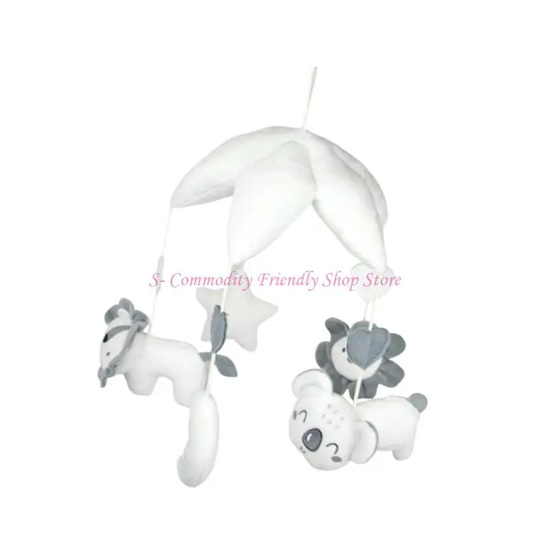 85AE pluche speeldoos babybedje mobiele roterende dieren hangende rammelaar kinderkamer decors