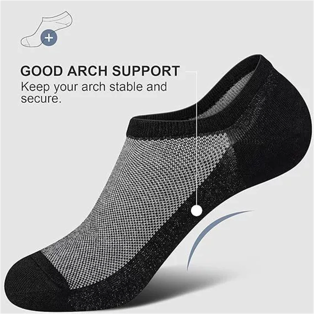 8 Pairs of Men's Summer Thin Casual Shallow Mouth Invisible Breathable Boat Socks That Do Not Fall Off
