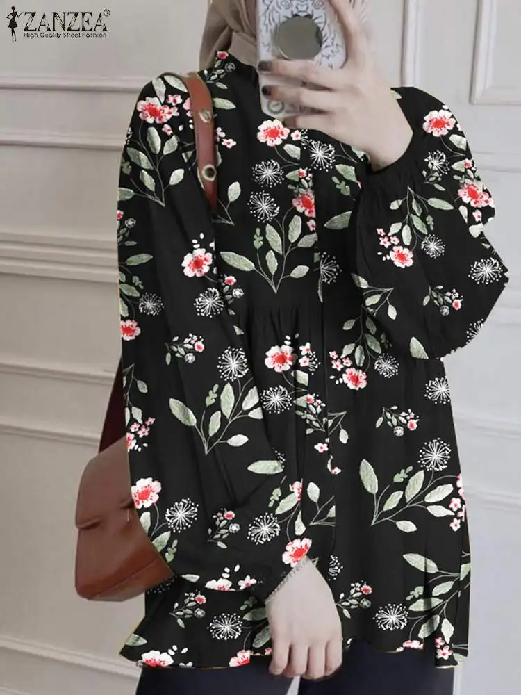

ZANZEA Vintage Long Sleeve Florla Printed Blouse Women Autumn Muslim Abaya Shirt Casual Buttons Down Ramadan Turkey Blusas Mujer