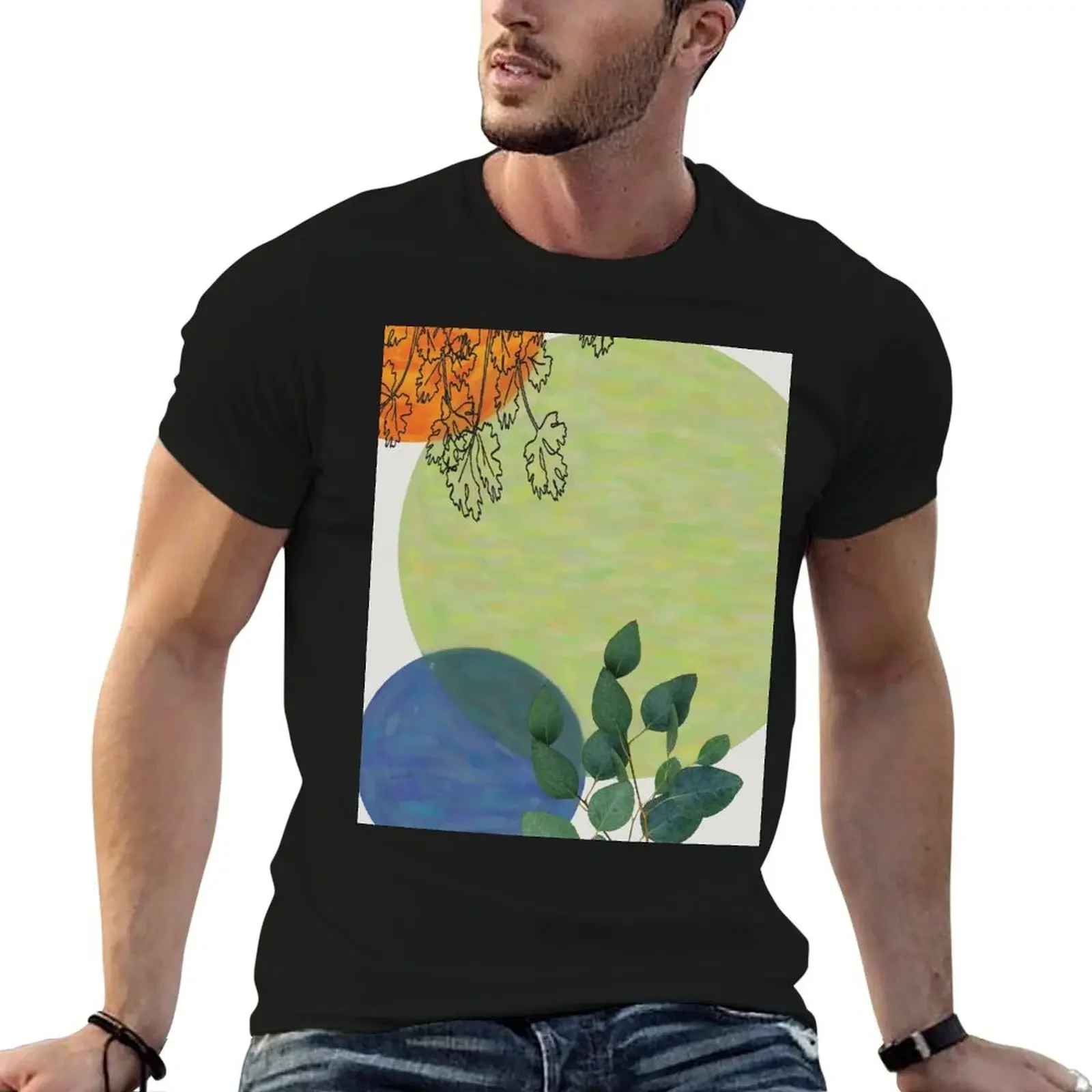 Collage: painting, drawing and leaves T-Shirt rapper graphic tees designer shirts graphic tee shirt t shirts men