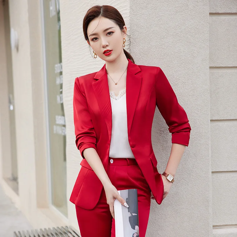 Imagem -02 - Izicfly-blazer e Calças Azuis Elegantes para Mulheres Novo Estilo Roupa de Trabalho ol Conjunto de Peças Roupa de Outono