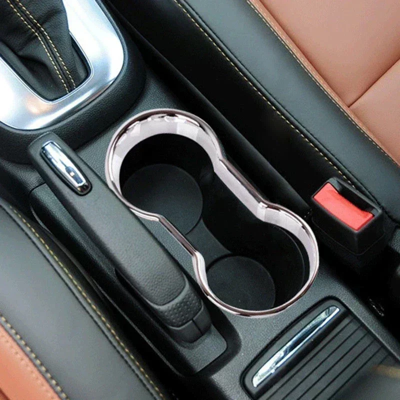 1pc Car Chrome Cup Holder Center Console Cover Trim Suitable For Buick-Encore/ For Opel Vauxhall-Mokka 2012-2018 Interior Parts