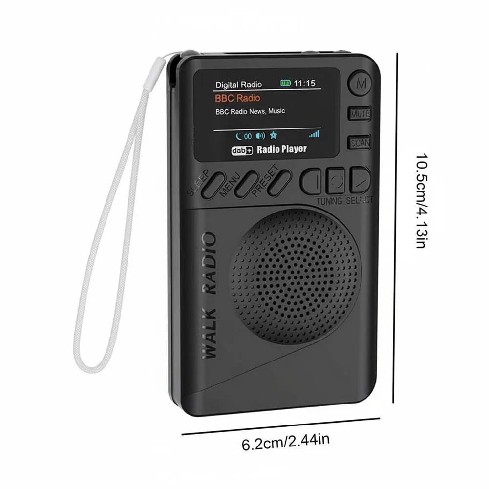 Mini DAB FM Digital Radio Rechargeable Portable Radio Speaker BT5.0 Color Screen Pocket Radio for Outdoor Camping Hiking