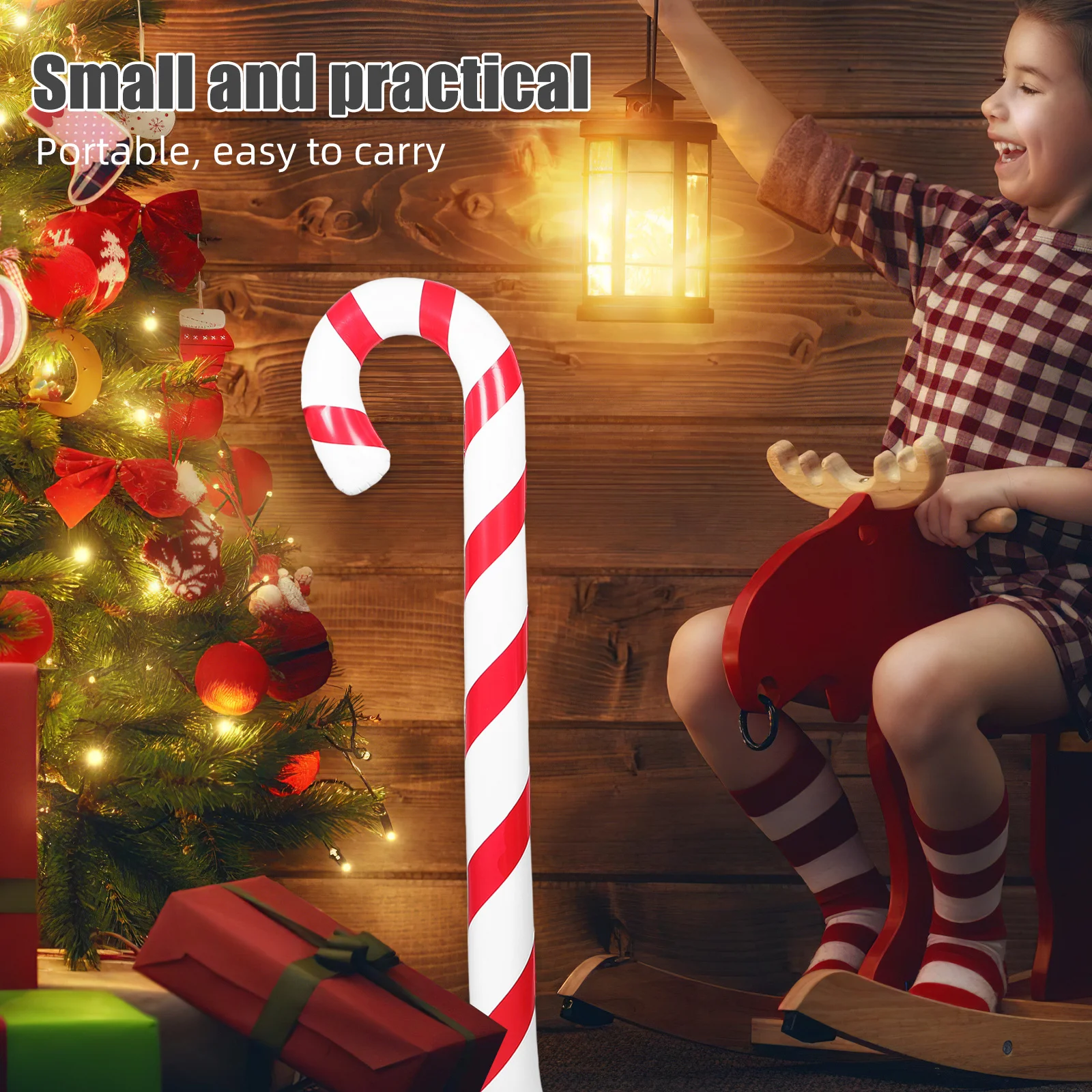 Reusable Inflatable Candy Cane Christmas PVC Giant Balloons for Indoor Outdoor Festivities Candy Cane Inflatable