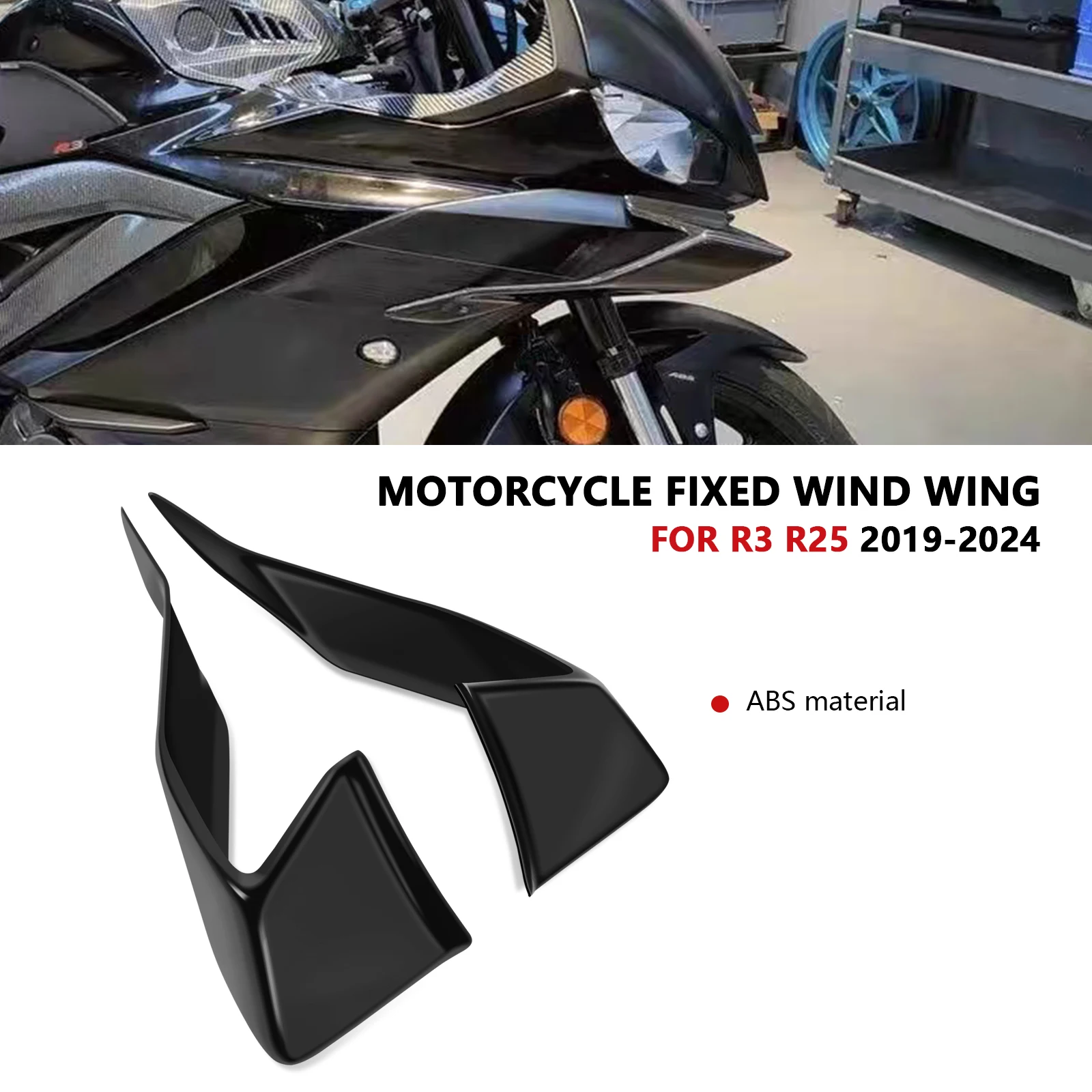 

For YZFR3 2024 2025 YZFR25 2024 YZF R3 R25 2019-2024 2025 Motorcycle Downforce Naked Frontal Spoilers Winglet Aerodynamic Wing