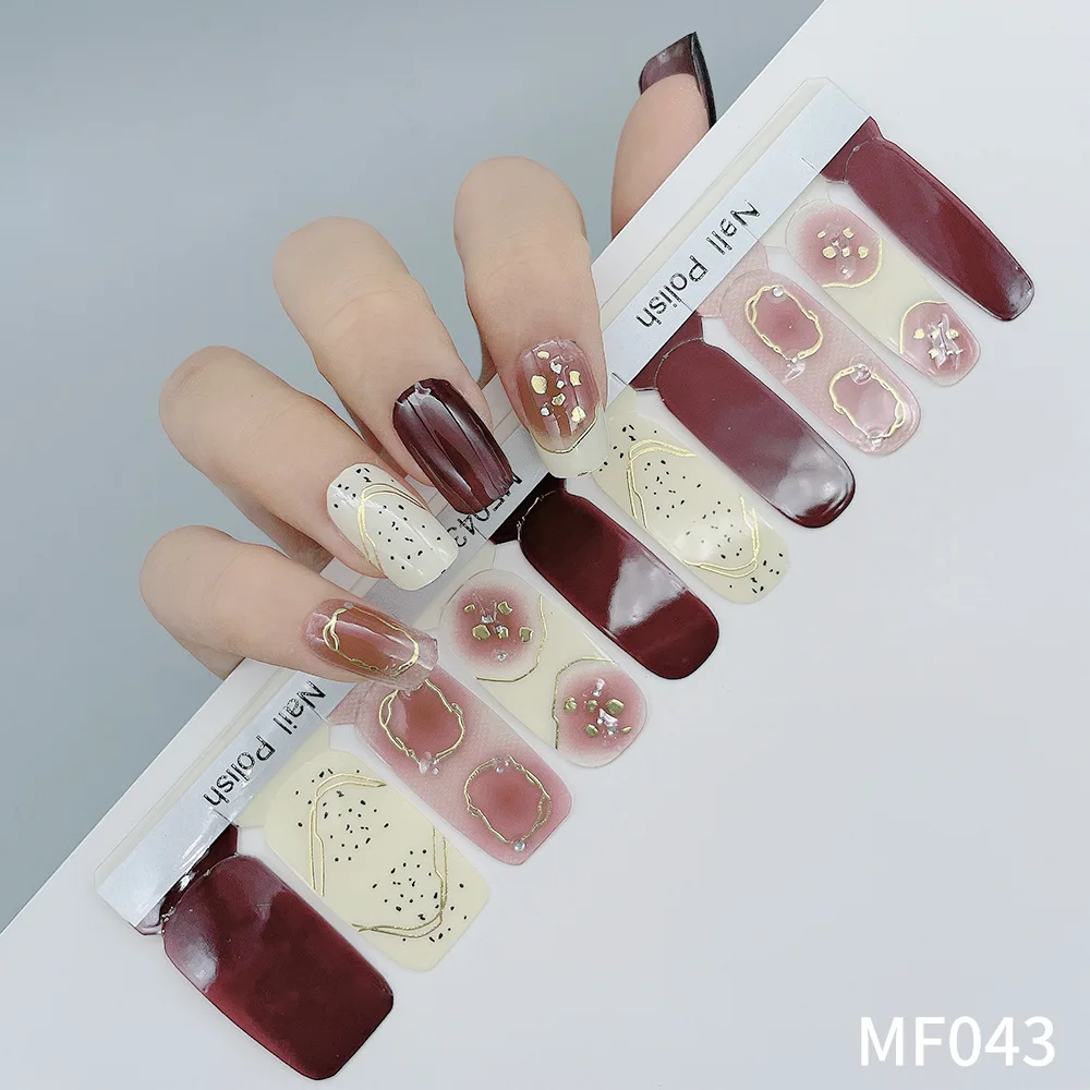 Adesivi per unghie con copertura completa timbrata a 10 dita Nuova lamina calda Flash Pellicola gel per smalto con paillettes Adesivo per unghie duraturo impermeabile