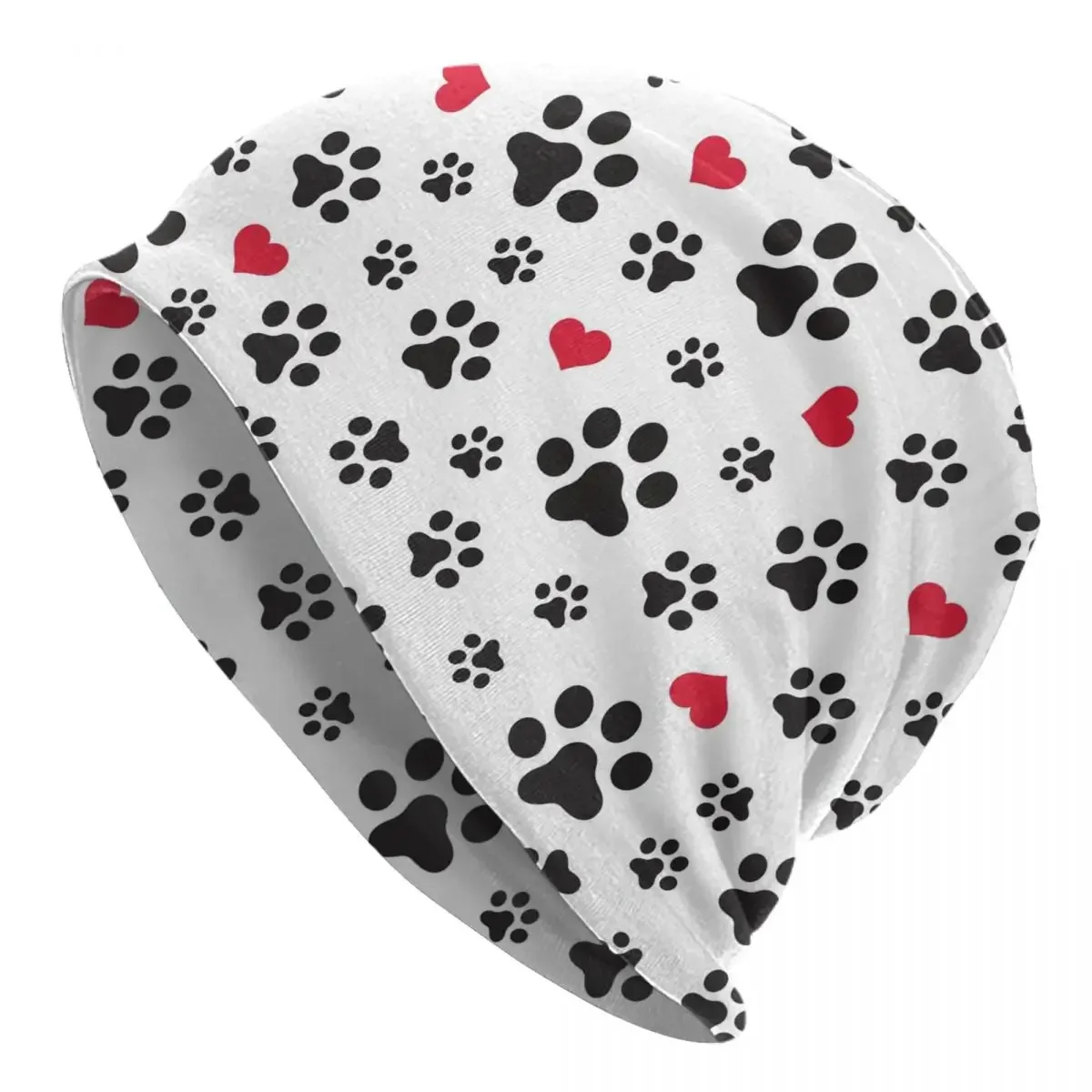 Dog Paw Cat Paw Bonnet Hats Autumn Winter Street Skullies Beanies Hat Heart Love Print for Men Women Spring Dual-use Caps