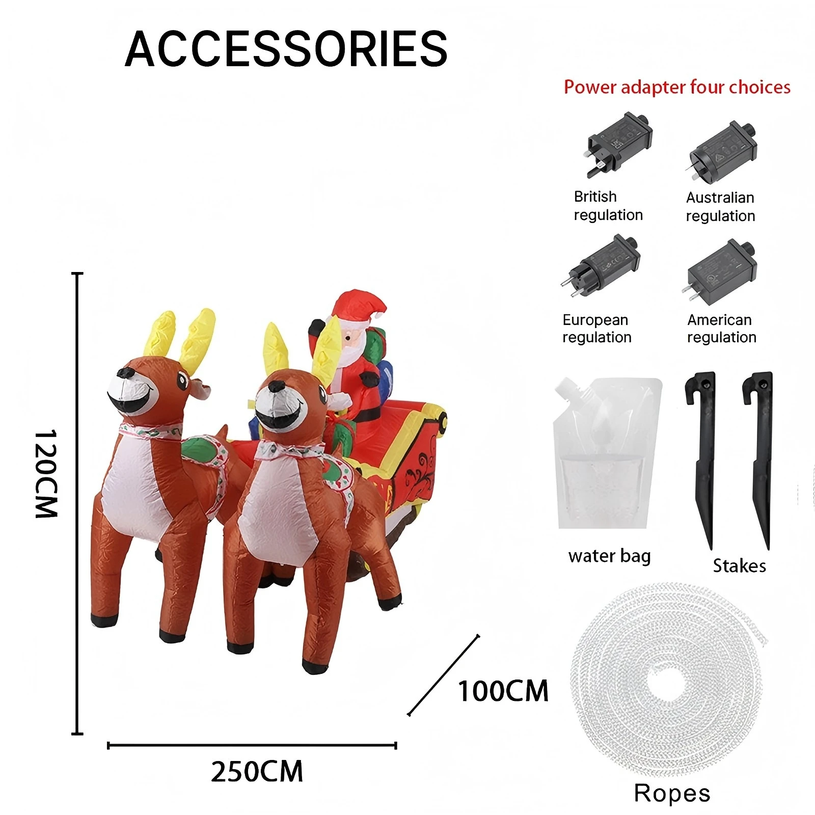 8.2FT LED مضاءة ألعاب قابلة للنفخ سانتا مزلقة الرنة شنطة هدايا عيد الميلاد ساحة الحديقة الطرف الديكور عيد الميلاد لوازم المنزل حلية