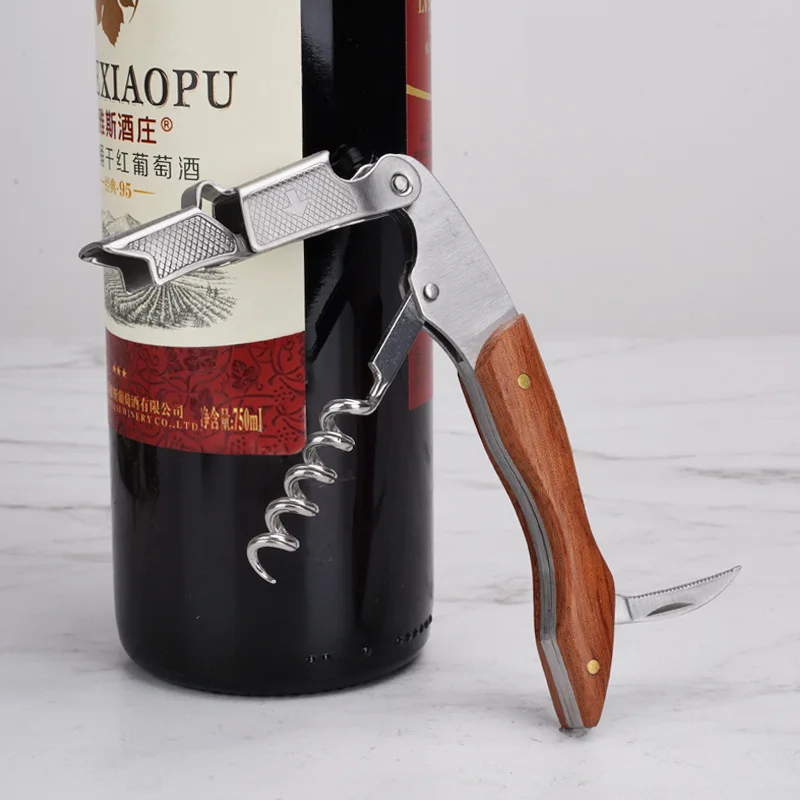 

Wood Handle Corkscrew Professional Wine Opener Gift Set Portable Screw Corkscrew Beer Cap Bottle Opener Kitchen Bar Tool