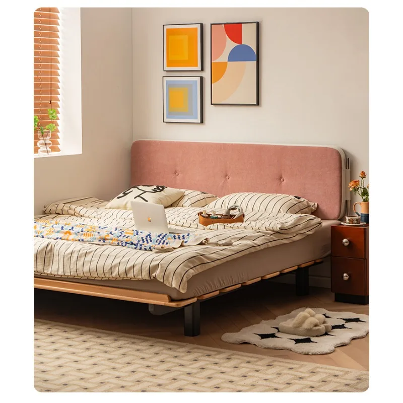 

Double bed, flat bed, flat bed, tatami mat, Japanese style simple small apartment, children's bed, upholstered solid wood bed