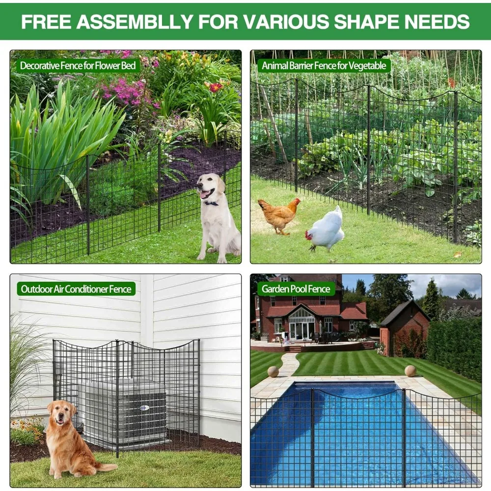 Imagem -06 - Metal Dog Fence Panels para Yard Ground Stakes Esgrima Barreira Animal Cercas ao ar Livre 12 Painéis 33 x 26ft l