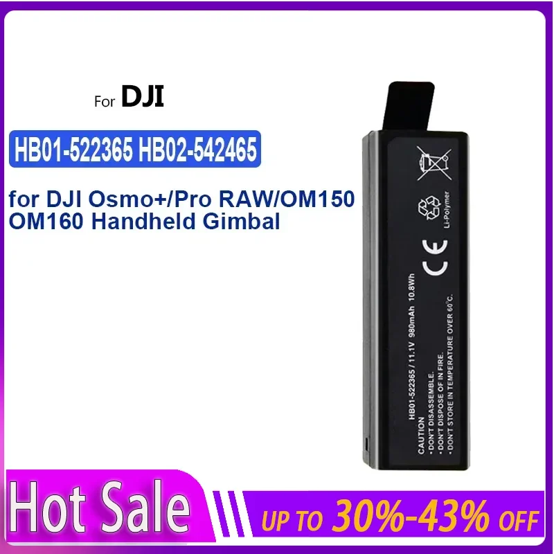 

980mAh Replacement Battery HB01-522365 HB02-542465 for DJI Osmo+/Pro RAW/OM150 OM160 Handheld Gimbal Compatible