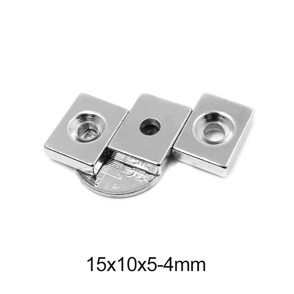 15x10x5-4 Strong Neodymium Magnet hole 4mm Block Permanent Magnetic 15x10x5mm-4mm Powerful Magnets  15*10*5-4  15*10*5