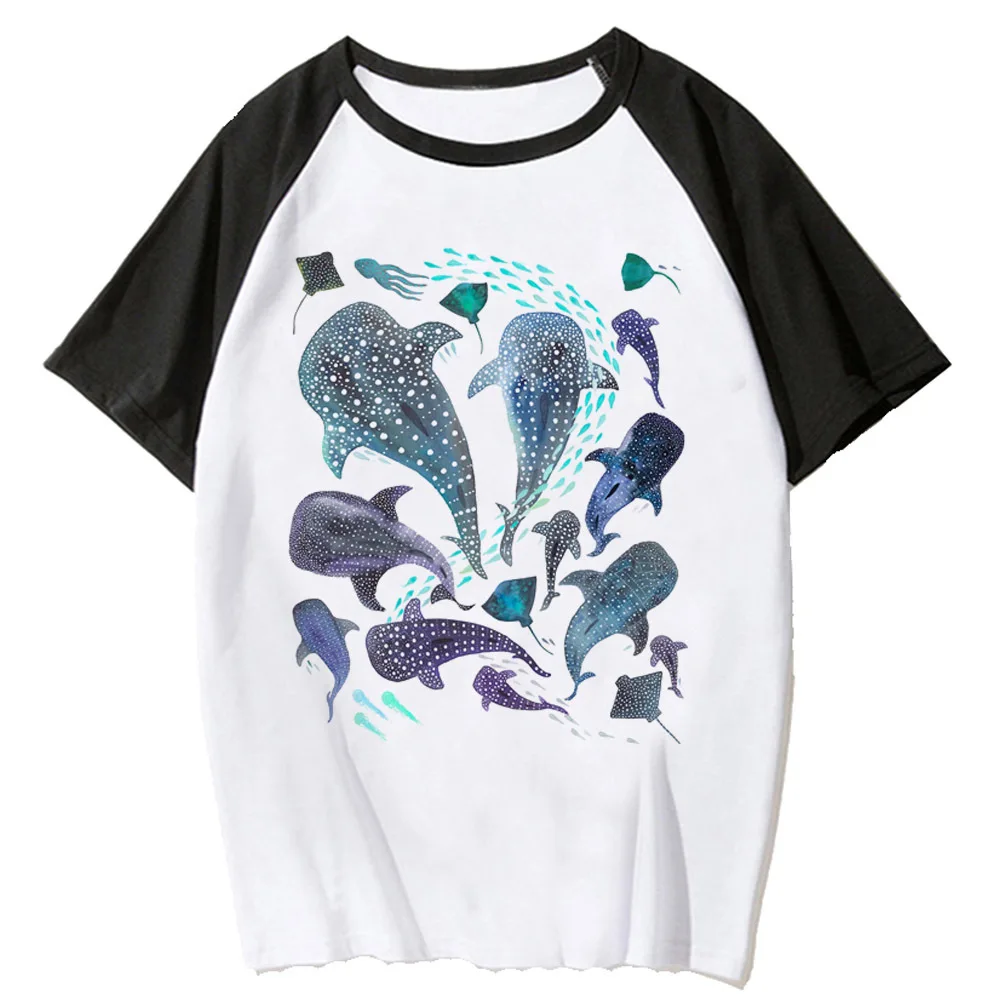 Whale tshirt women Japanese manga t-shirts girl designer anime Japanese clothing