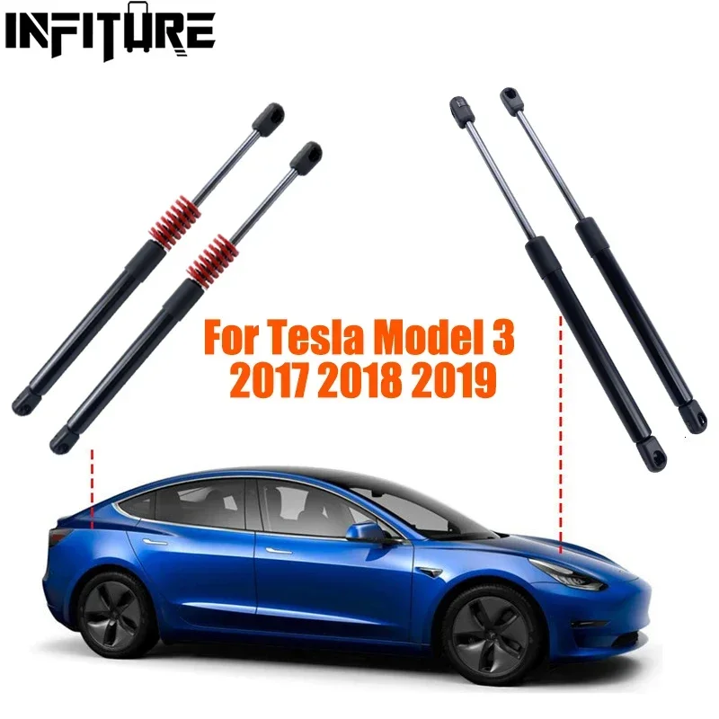 2Pcs Front/Rear Car Trunk Engine Tail Gate Tailgate Boot Gas Spring Shock Lift Struts Support For Tesla Model 3 2017 2018 2019