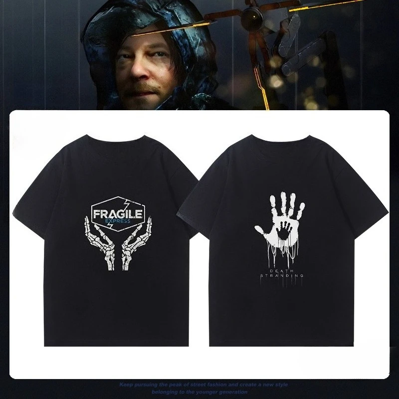 Hideo Kojima Death Stranding تي شيرتات متصلة باللعبة Sam Porter Bridges ملابس قطنية هشة بأكمام قصيرة على الطراز القوطي Camisa