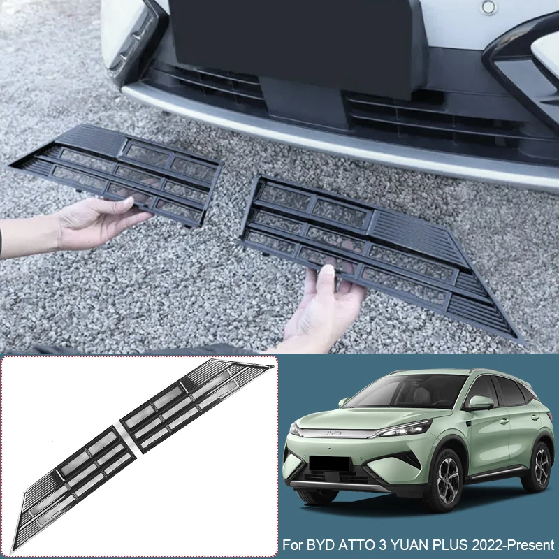 Car Modify Front Buckle Insect Proof Net For BYD ATTO 3 EVO YUAN PLUS 2022-2026 Front Bumper Center Intake Grille Cover Accessor