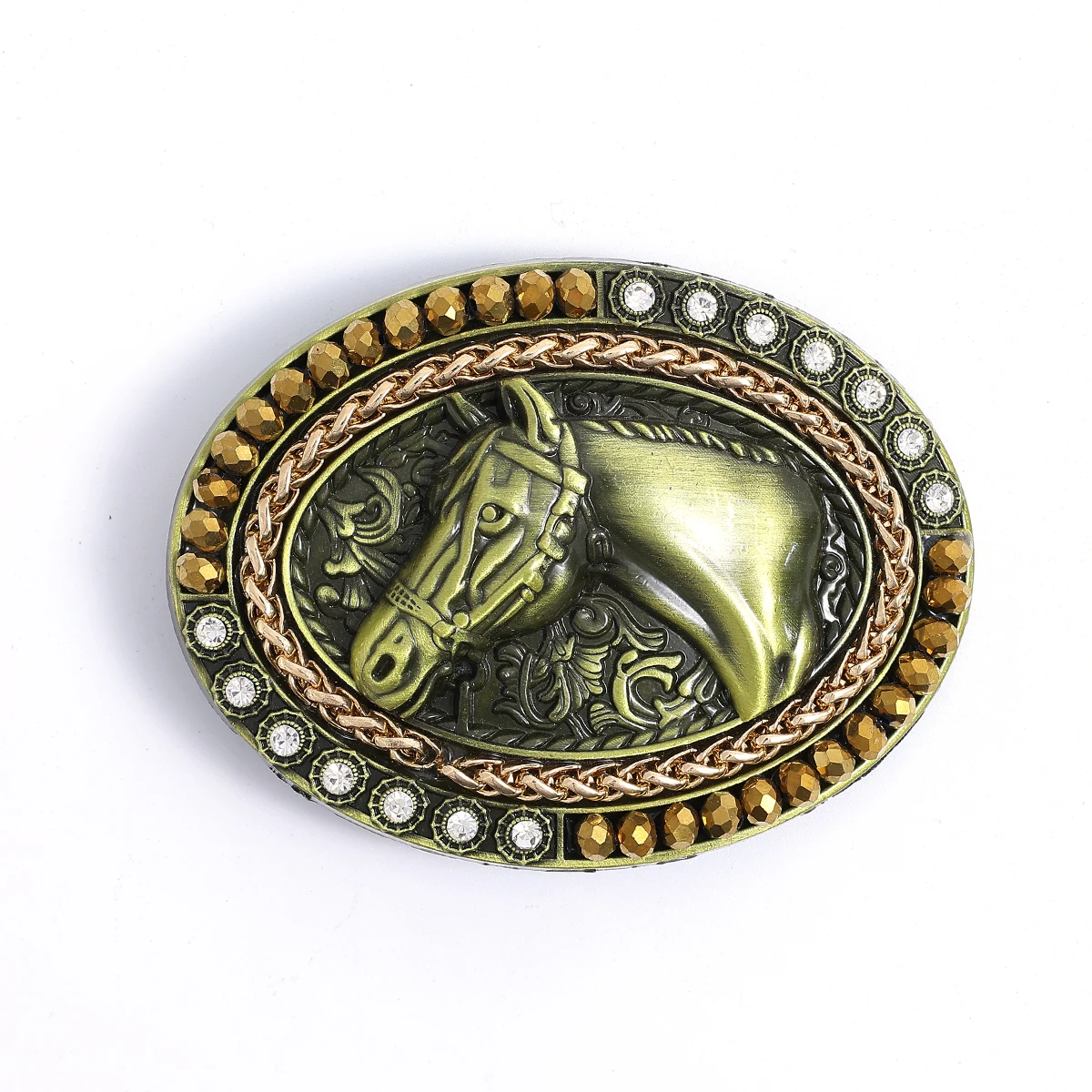 Fivela de Cinto Clássica em Liga de Zinco com Padrão de Cabeça de Vaca e Cavalo em Estilo Vintage, Fivela de Cinto Ocidental Clássica.