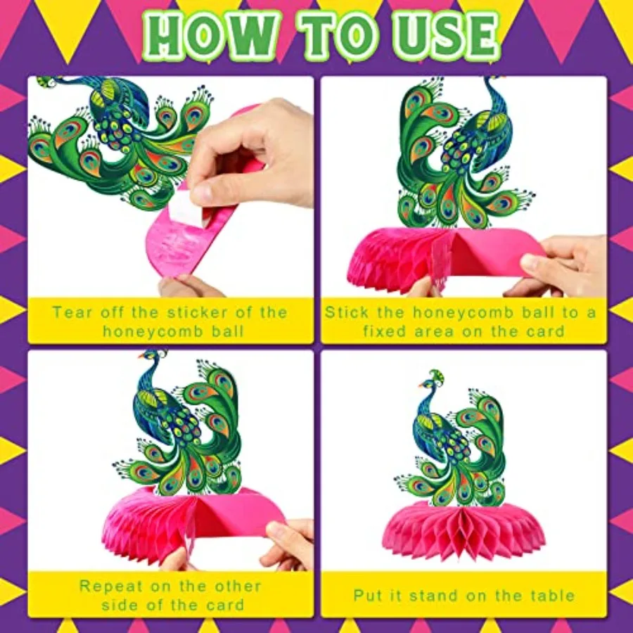 12 Pieces Diwali Party Decorations Paper Honeycomb Centerpiece Table Toppers Festival of Lights Party Supplies for Happy Diwali