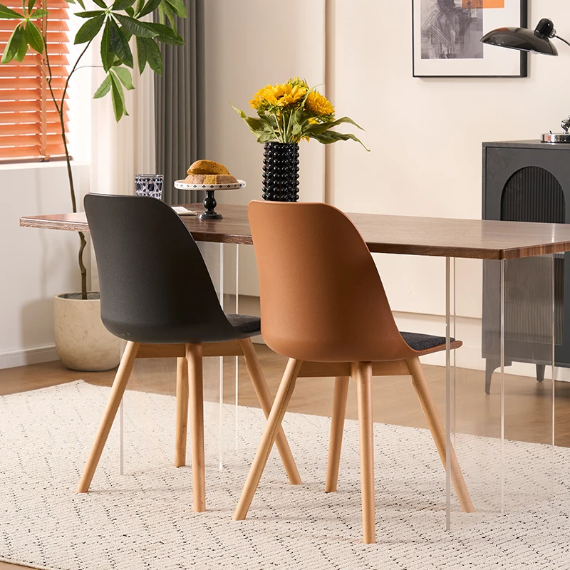 Office Chair Solid Wood Frame Modern Task Chair Scandinavian Home Office Chair with Lumbar Support