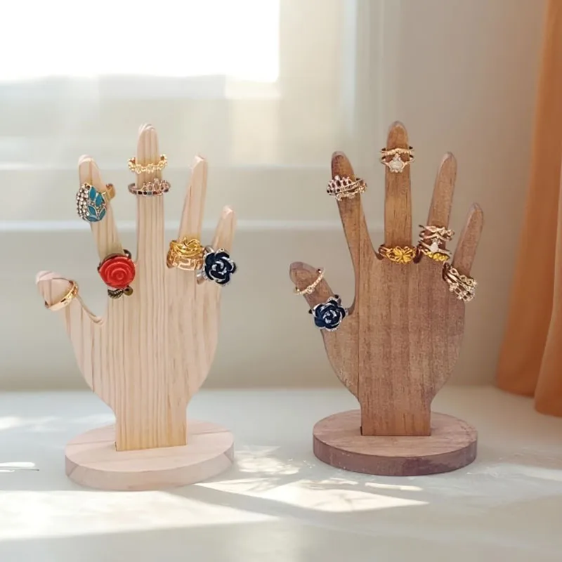

Jewelry Display Stand Wood Sturdy Base Wooden Hand Form Home Decor Ring Display Holder Rack for Bangles Watches Rings Necklaces