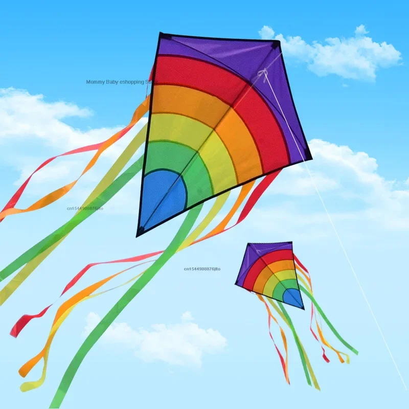 

Colorful Adult Kite Outdoor Toy Large Triangle Kite with Handle Long Tail Kite for Children Rainbow Nylon Gift for New Year