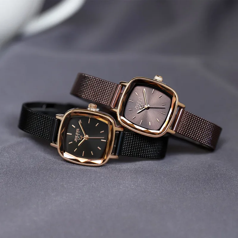 Elegant Square Women\'s Watch Miyota Mov\'t Lady Hours Fine Fashion Clock Bracelet Stainless Steel Girl\'s Birthday Gift Julius Box