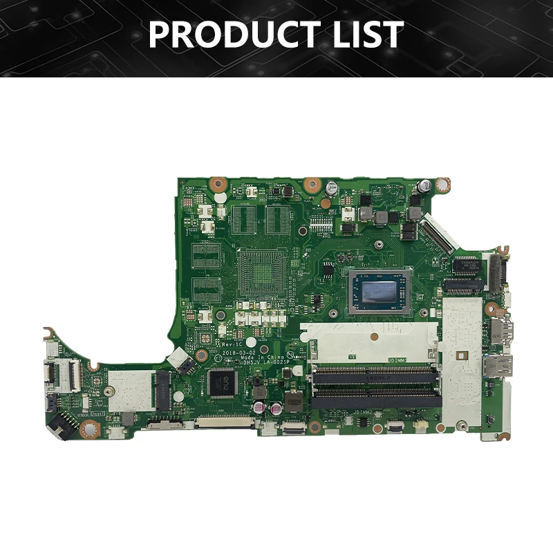 Placa-mãe portátil para Acer Aspire, DH5JV LA-G021P Mainboard, AN515-42, A315-41G, UMA com R5-2500 CPU, NBQ3R11001, NB.Q3R11.002