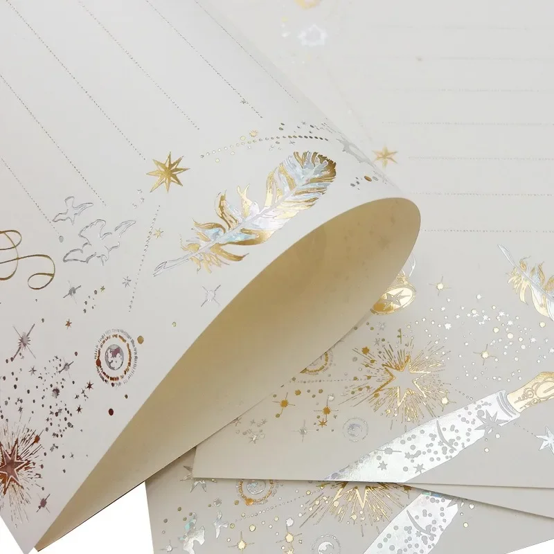 Gilded Stationery Kit Japanese Minimalist Fresh Notepaper Confession Note Pouch Sealing Wax Chip Postcard Holder for Handwritten