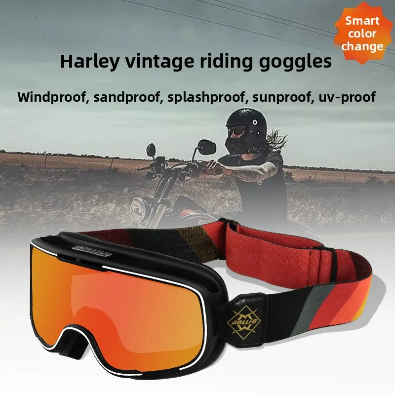 

Мотоциклетный шлем, ретро-очки, защита от ультрафиолета, фотохромные внедорожные ветрозащитные очки для езды на открытом воздухе, катания на лыжах, спорта
