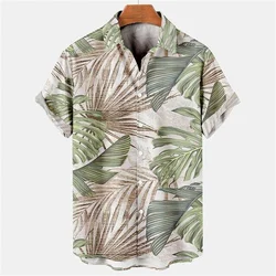 3D Coconut Tree Leaf Printed Shirt For Men Tropic Hawaiian Shirt Summer Cool Short Sleeves Oversized Tops Women Blouse Clothing