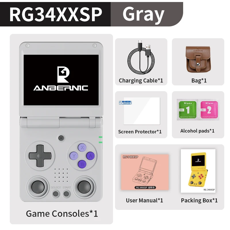 ANBERNIC RG34XXSP Flip Handheld Console 3.4'' IPS Screen Linux 64
