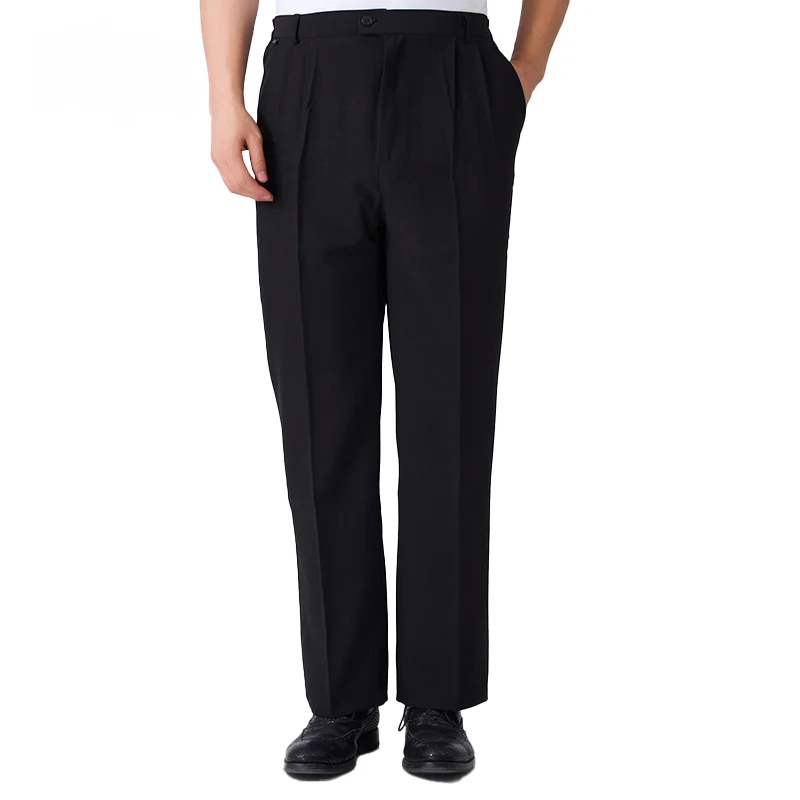 Men's Loose Chef Trousers Restaurant Men's Kitchen Pants Hotel Catering Half Elastic Waist Work Pant Bar Waiter Stripe Work Pant