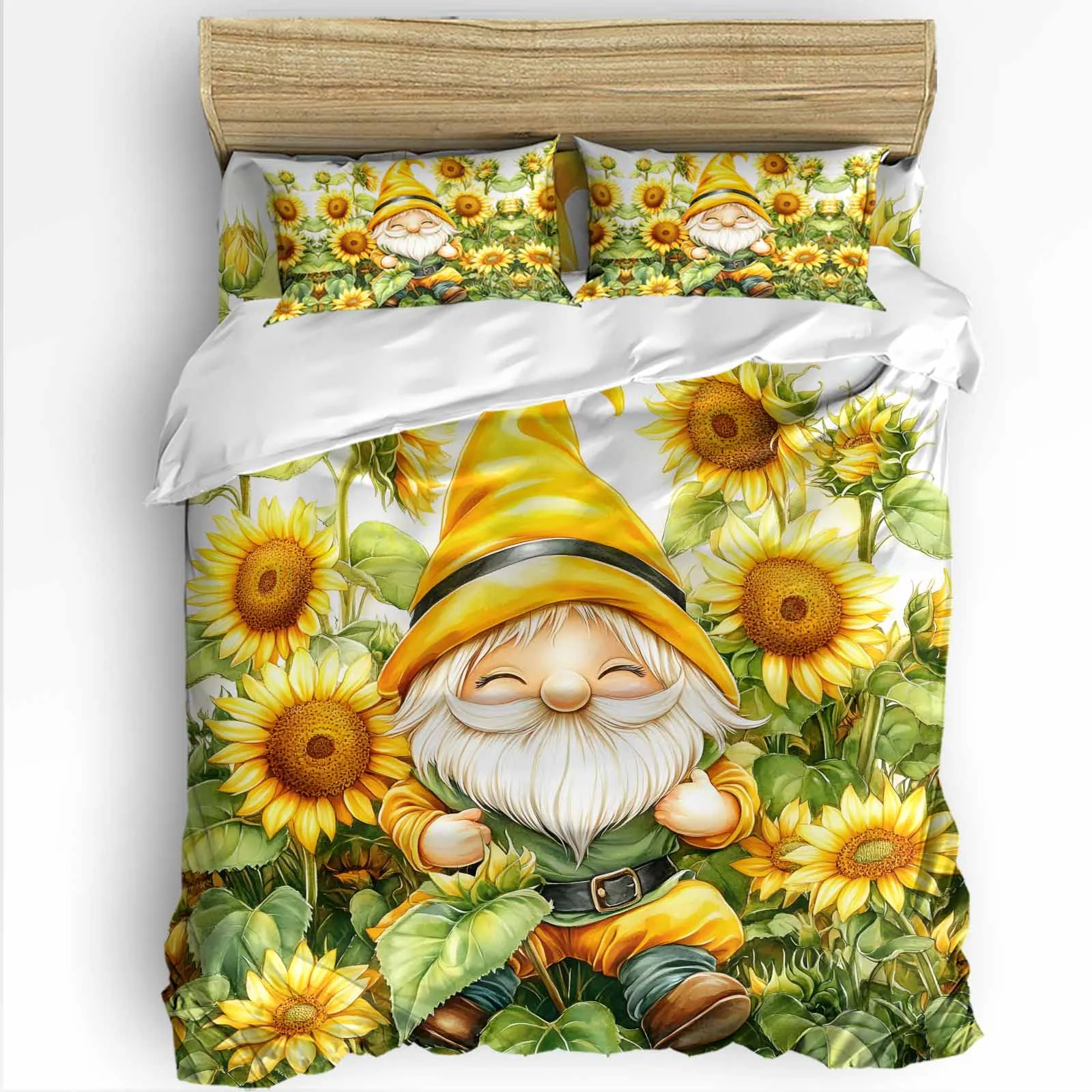 

Милый мультяшный стиль, постельное белье с подсолнухом, домашний текстиль, комплект постельного белья для взрослых, пододеяльник, плоская простыня, наволочки, пододеяльник