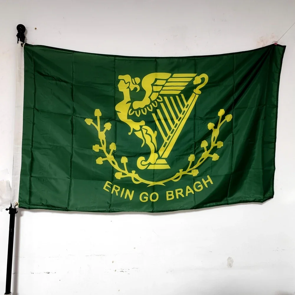 Irlandzka flaga harfa irlandzki Erin Go Bragh - baner poliestrowy 90x150 cm, dekoracja zewnętrzna, odporny na blaknięcie, wodoodporny, najwyższa jakość