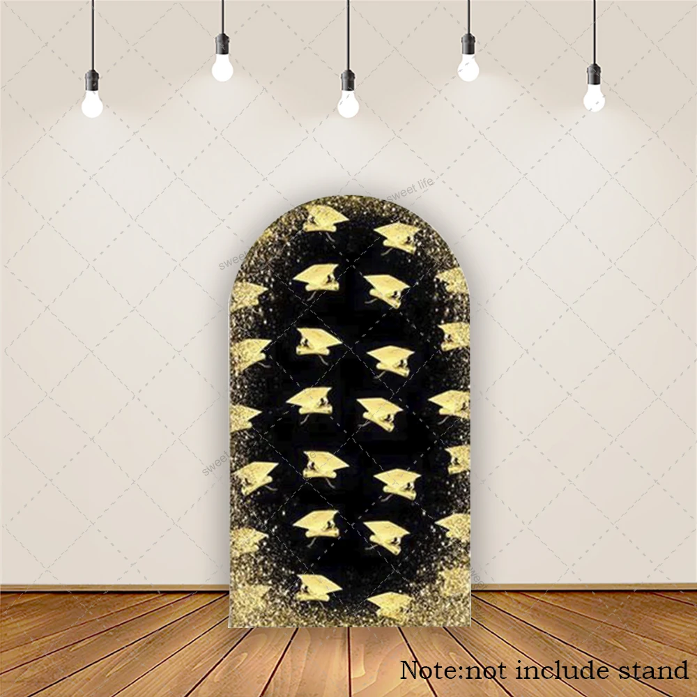 موسم التخرج موضوع قوس خلفية الذهب قبعة البكالوريوس الاحتفال فئة حزب خلفية غطاء ديكور