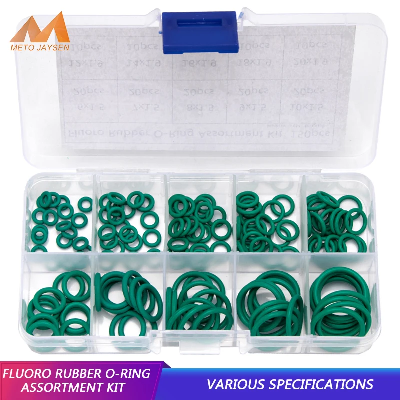 

150PCS/box Fluorine Rubber FKM Sealing O-rings Gasket Replacements Kit OD 6mm-20mm CS 1mm 1.5mm 1.9mm 2.4mm 10 Small Sizes