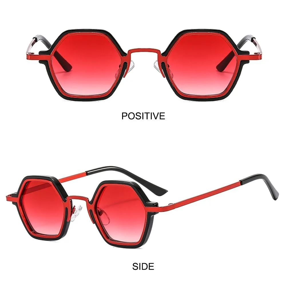 Hip Hop Small Polygonal Sunglasses Trendy Unisex Y2K Punk Shades UV400 Protection Driving Eyewear for Women & Men